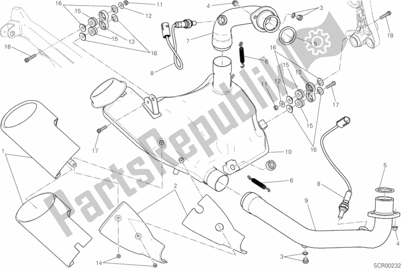 Todas as partes de Sistema De Exaustão do Ducati Scrambler Sixty2 Thailand USA 400 2016